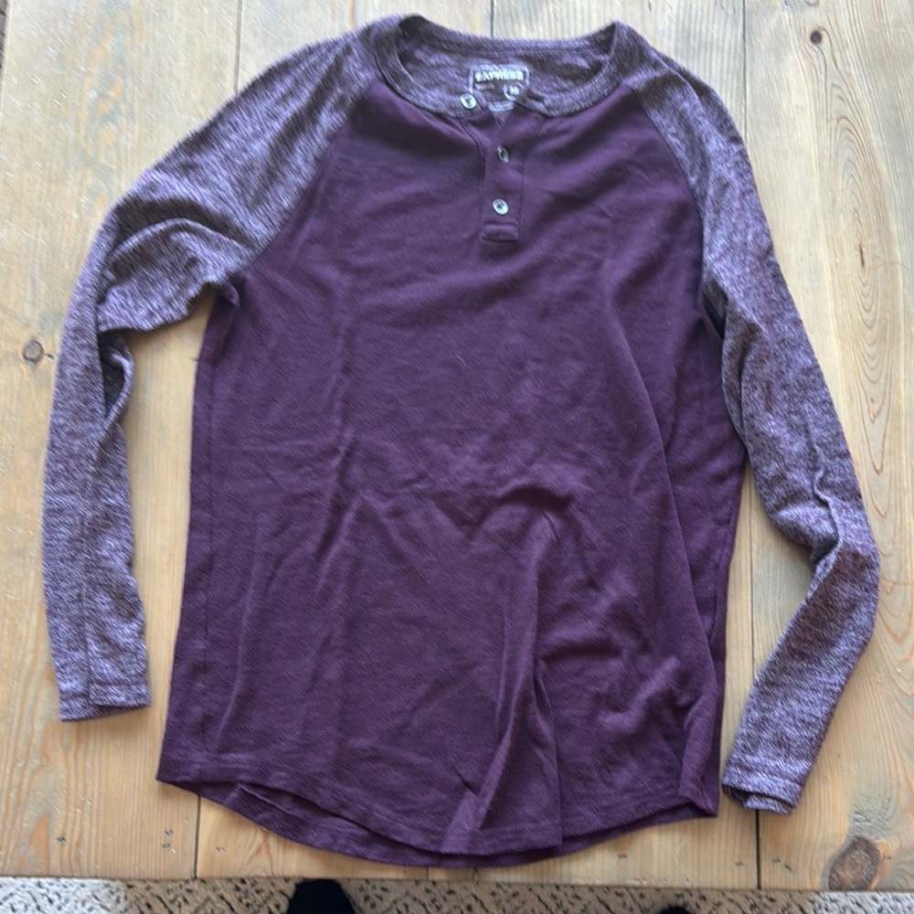 American Eagle Burgundy Henley Shirt